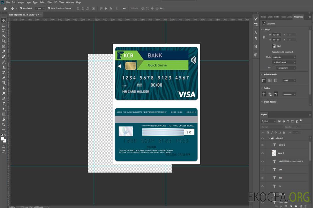 Carte visa KCB Bank du Soudan du Sud template Carte visa KCB Bank du Soudan du Sud template